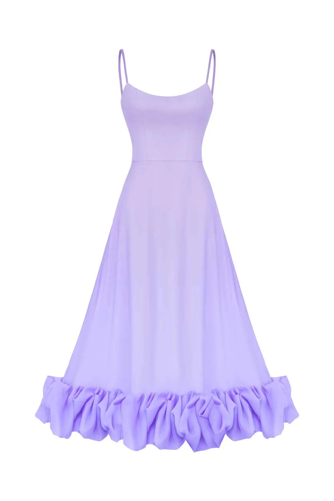 Lavender Flounce Bustier Midi Dress - Elegant Romantic Style