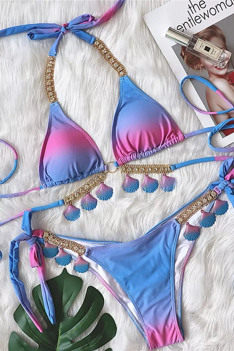 Gradient Purple Shell Bikini - Elegant Swimwear for Women