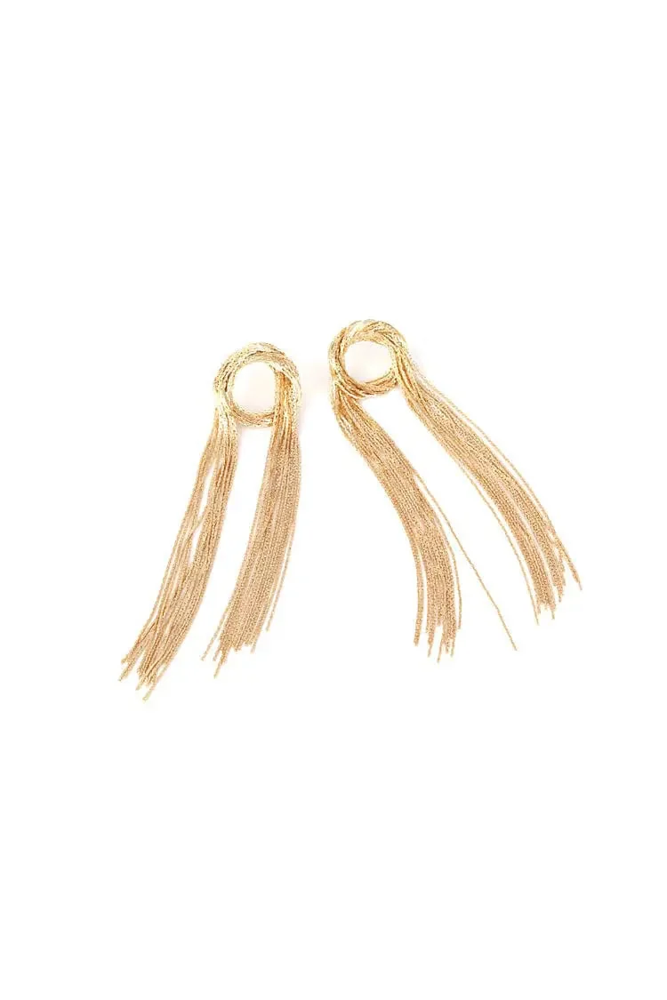 Golden Tassel Dangle Earrings - Fashionable Statement Jewelry