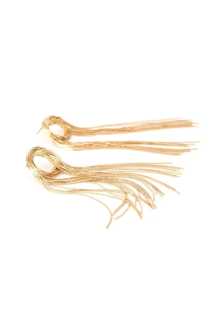 Golden Tassel Dangle Earrings - Fashionable Statement Jewelry