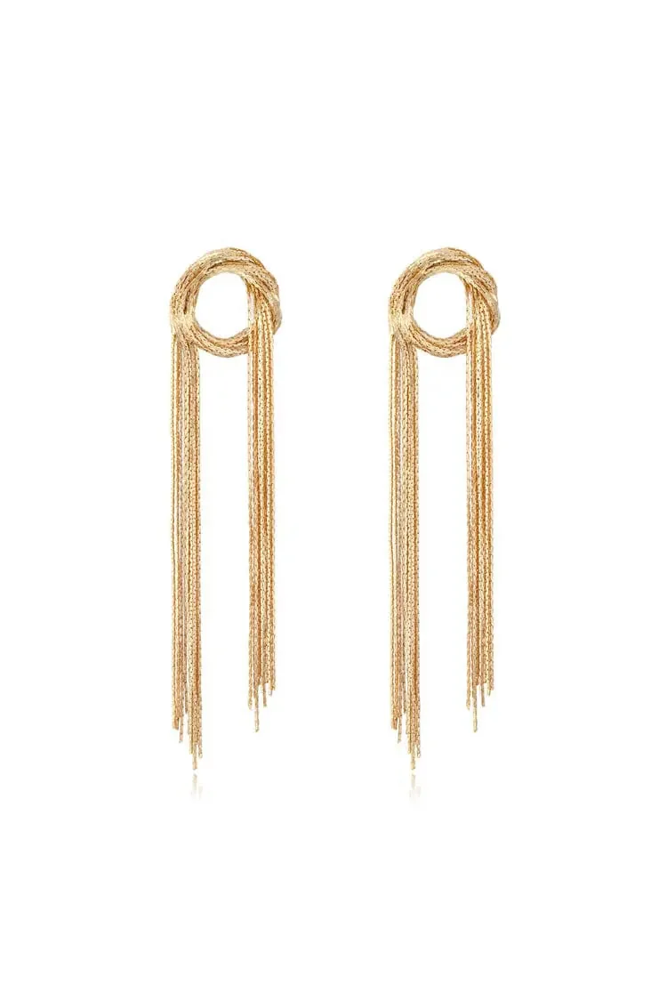 Golden Tassel Dangle Earrings - Fashionable Statement Jewelry