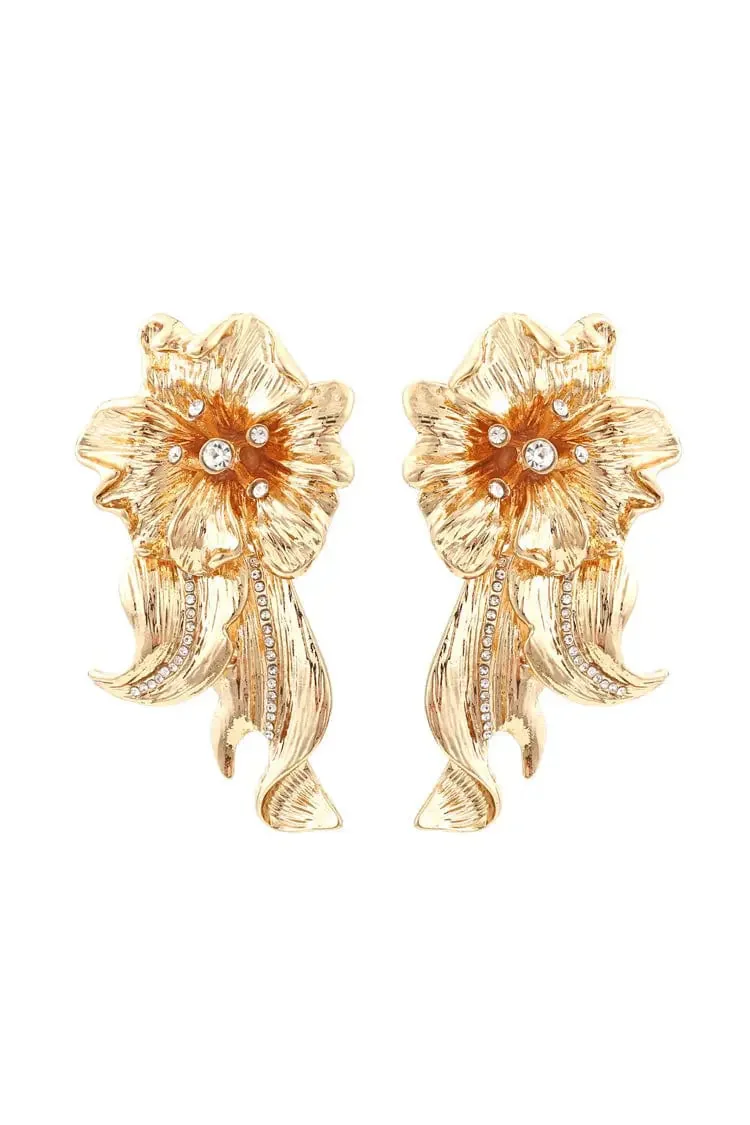 Golden Floral Chunky Twist Earrings - Fashion Jewelry for Women