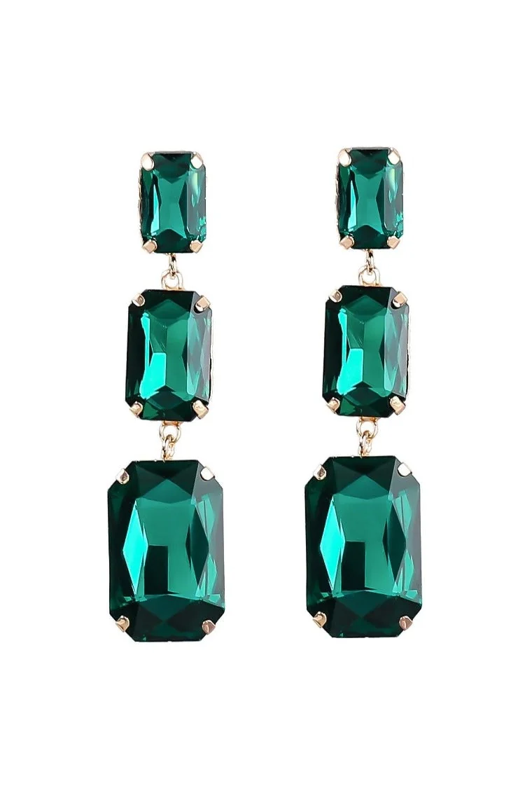 Crystal Gem Drap Earrings Set