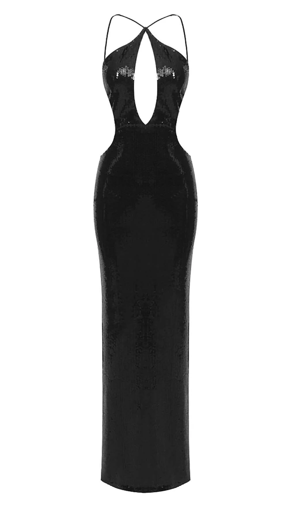 Black Front Cutout Backless Maxi Dress