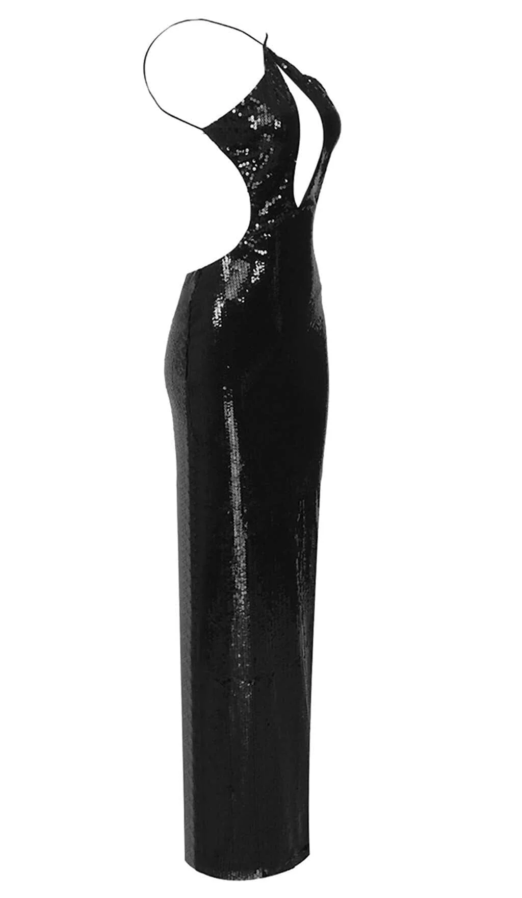 Black Front Cutout Backless Maxi Dress