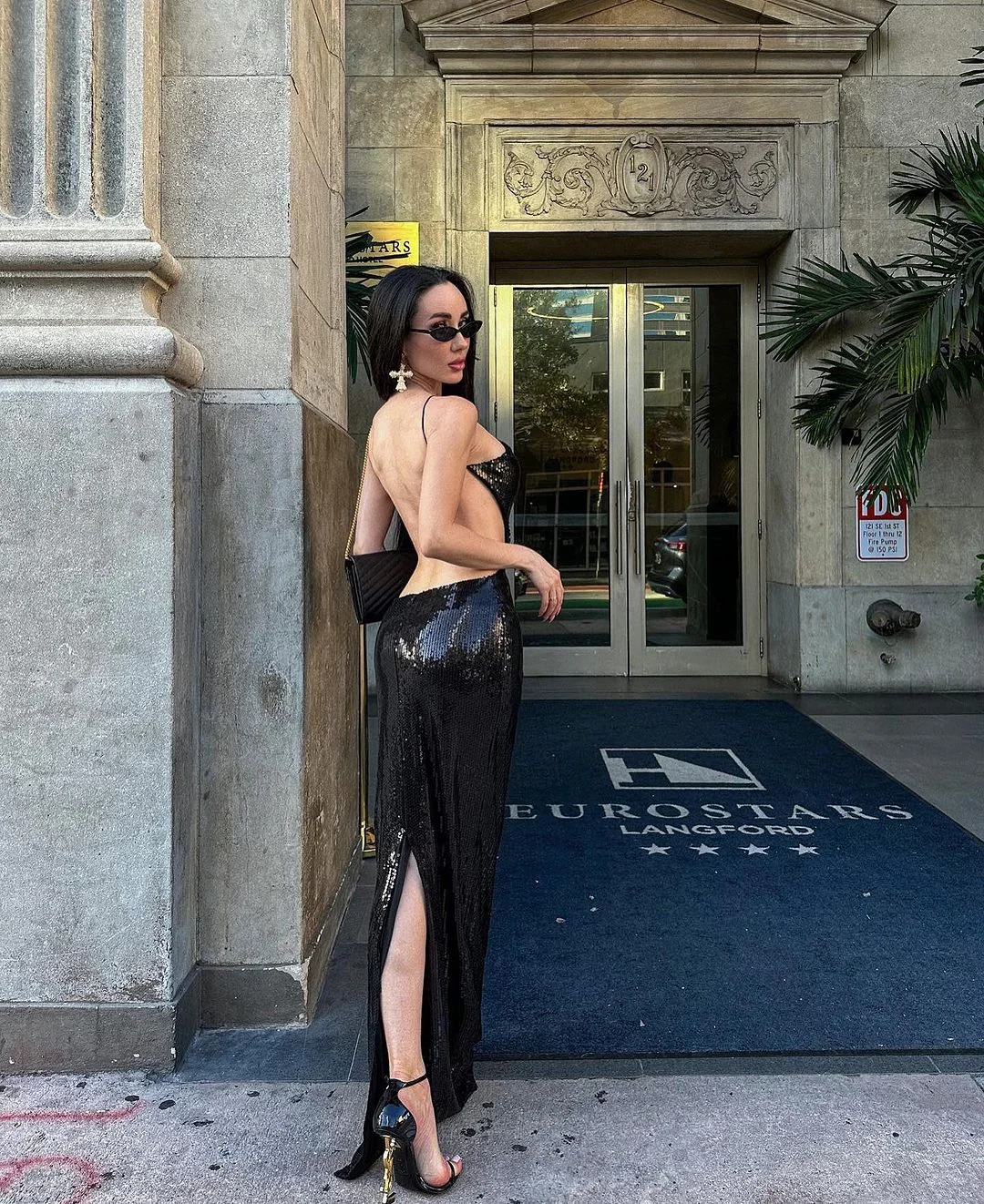 Black Front Cutout Backless Maxi Dress