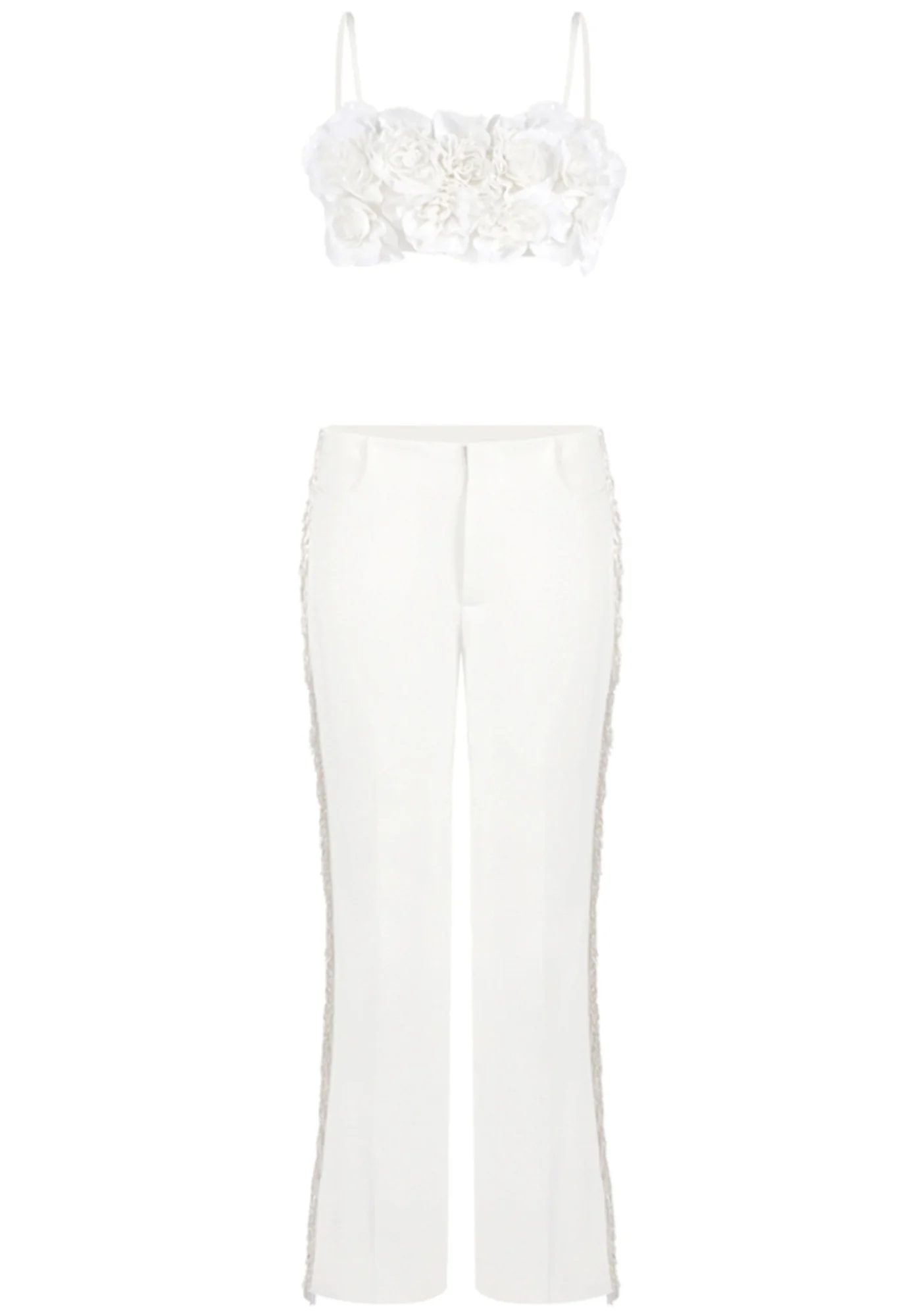 White Floral Detail Maxi Jumpsuit