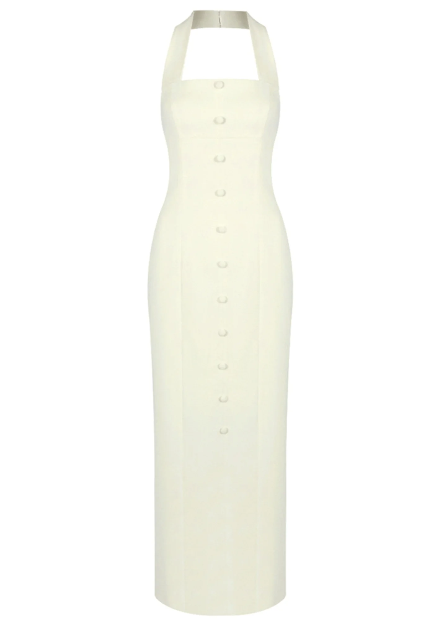 Ivory Halter Button Maxi Dress