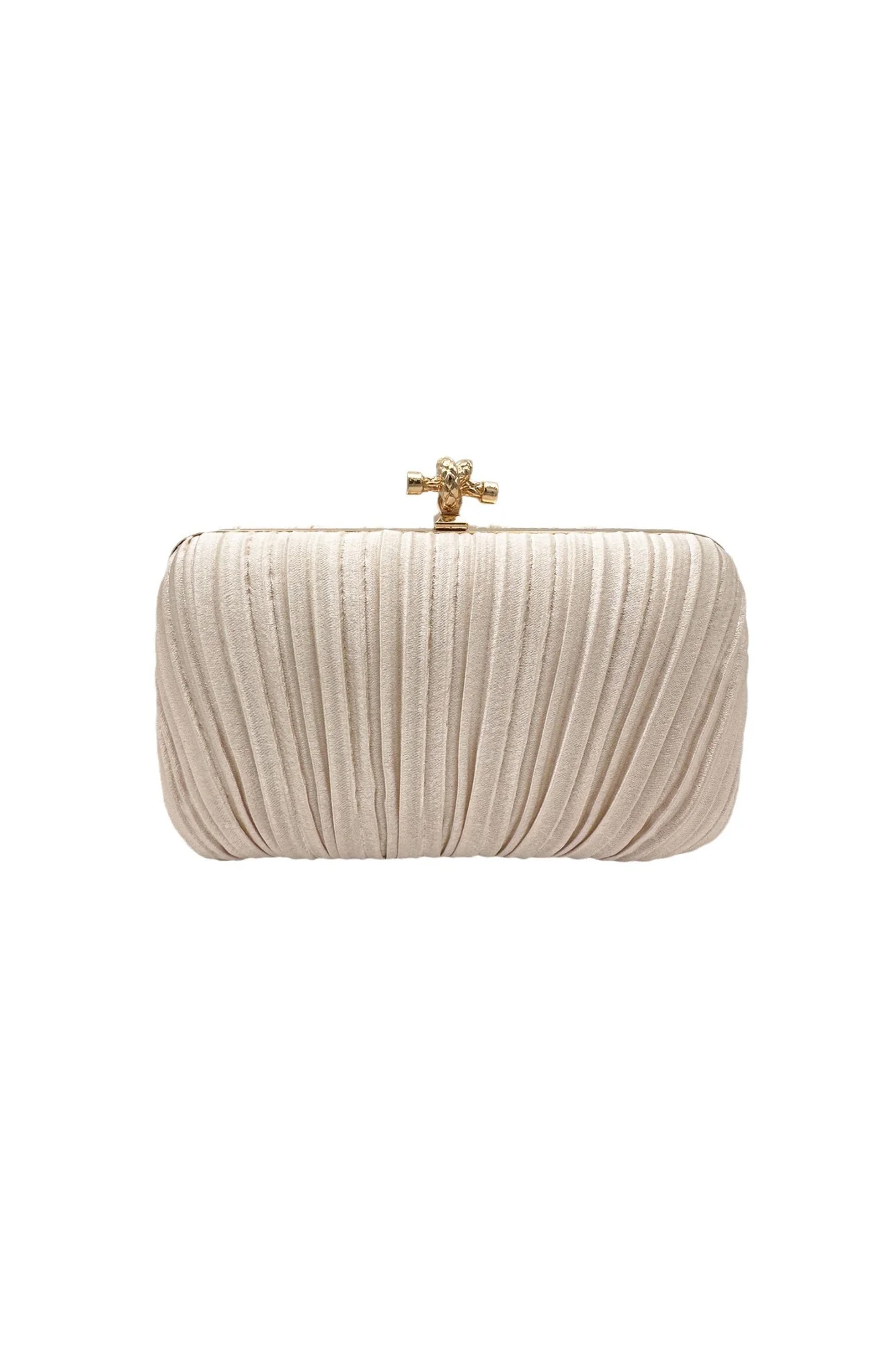 Apricot Satin Evening Clutch Bag - Elegant Crossbody Style