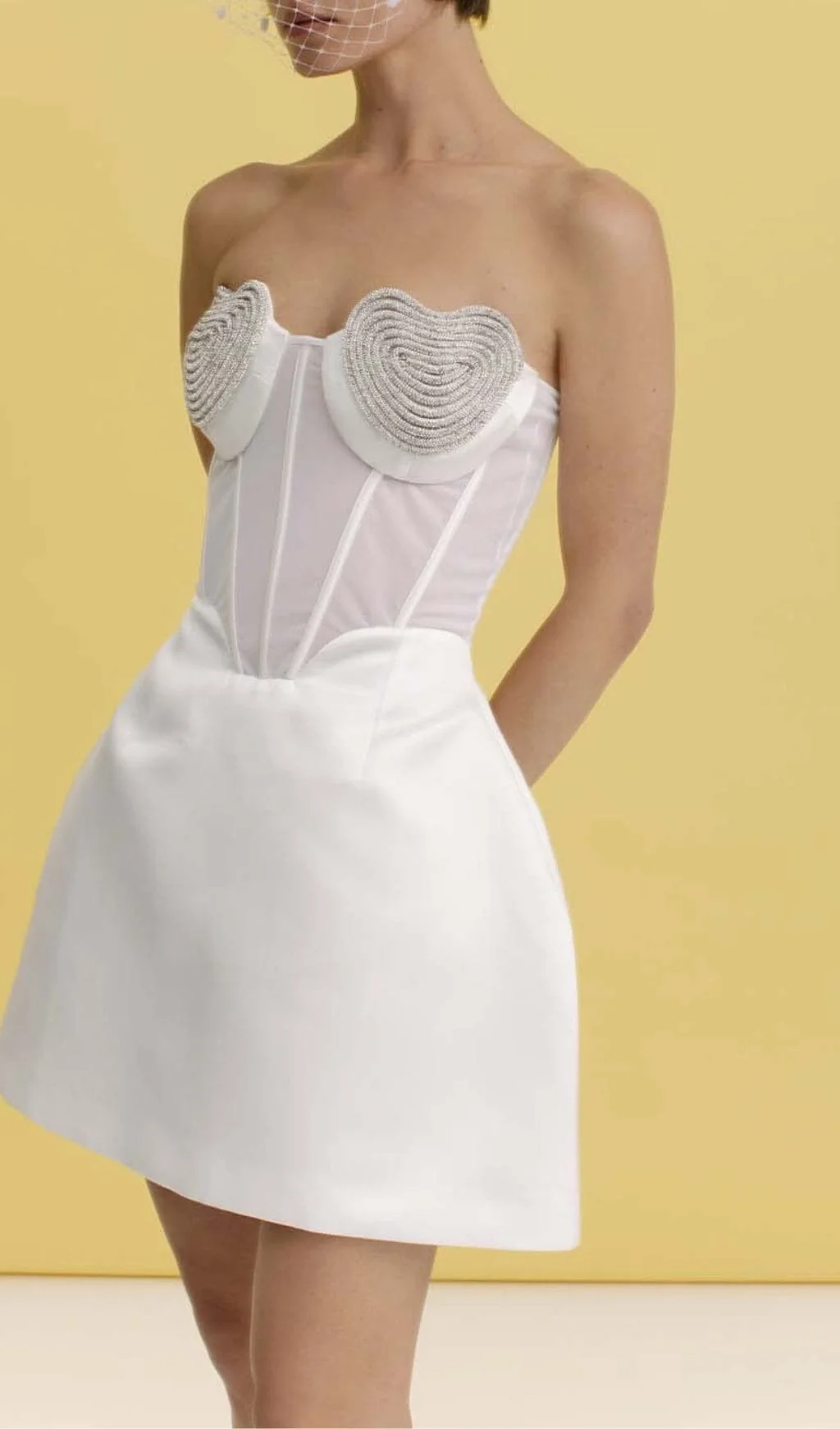 White Strapless Heart Bustier Mini Dress - Chic Cocktail & Party Attire