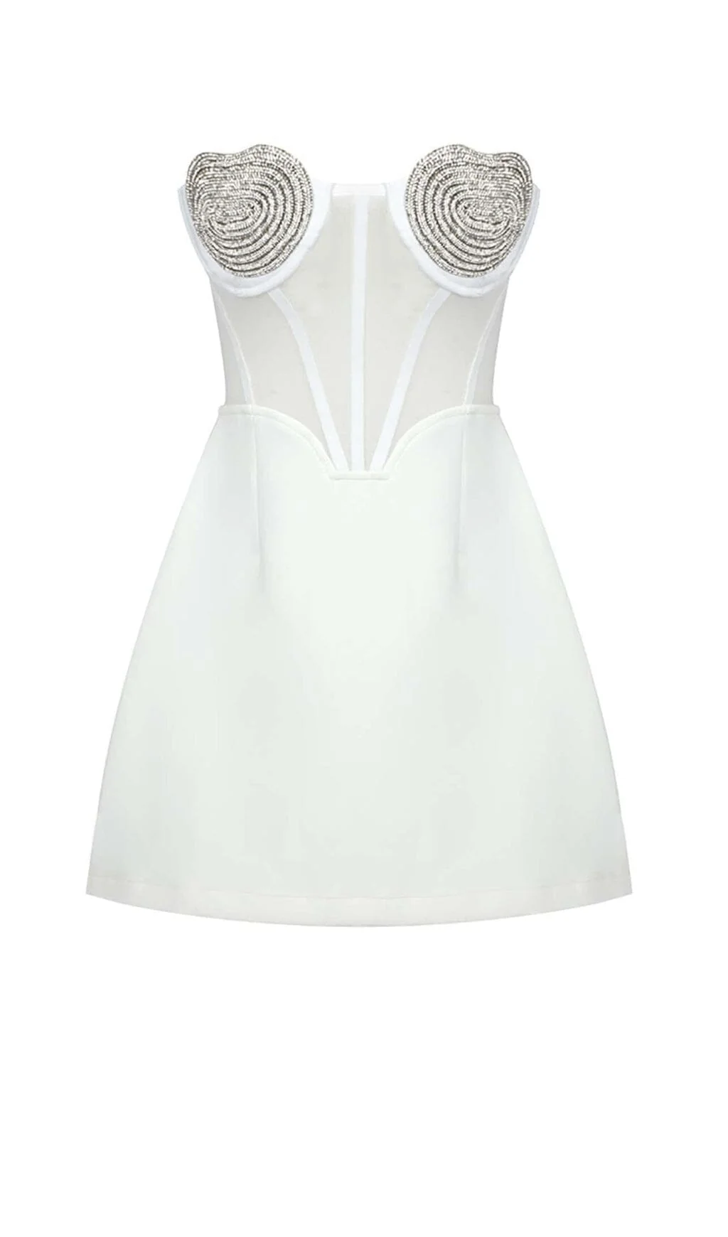 White Strapless Heart Bustier Mini Dress - Chic Cocktail & Party Attire