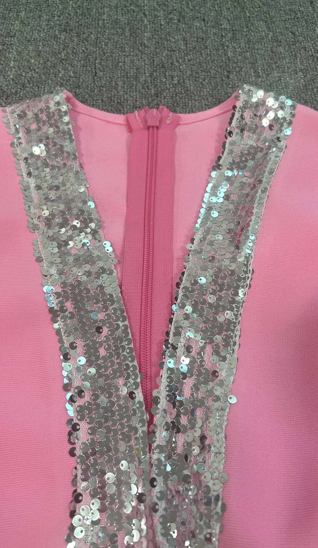 Pink Ruched Mini Dress with Strass Embellishment