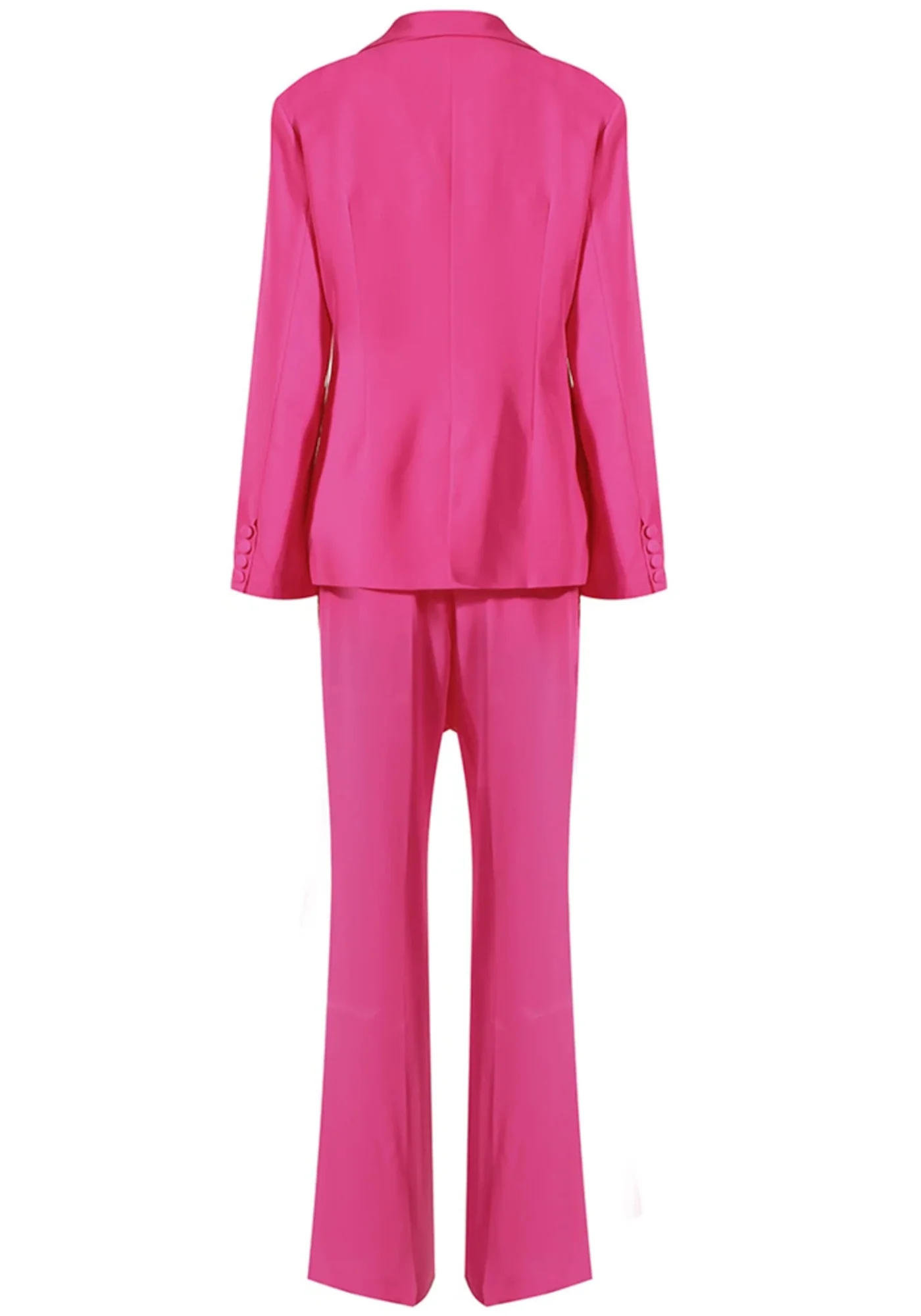 Pink V-Neck Long Sleeve Blazer Jumpsuit - Elegant Style