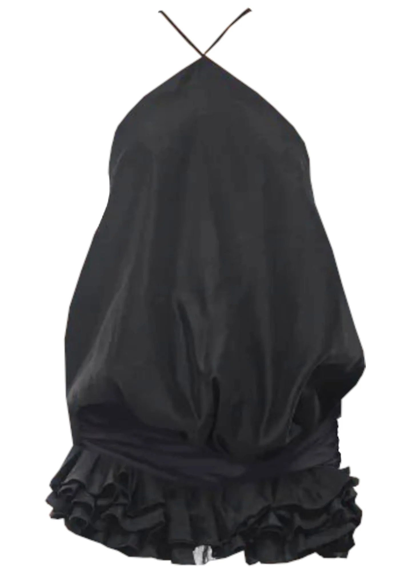 Black Halter Ruffle Mini Dress - Stylish Feminine Apparel