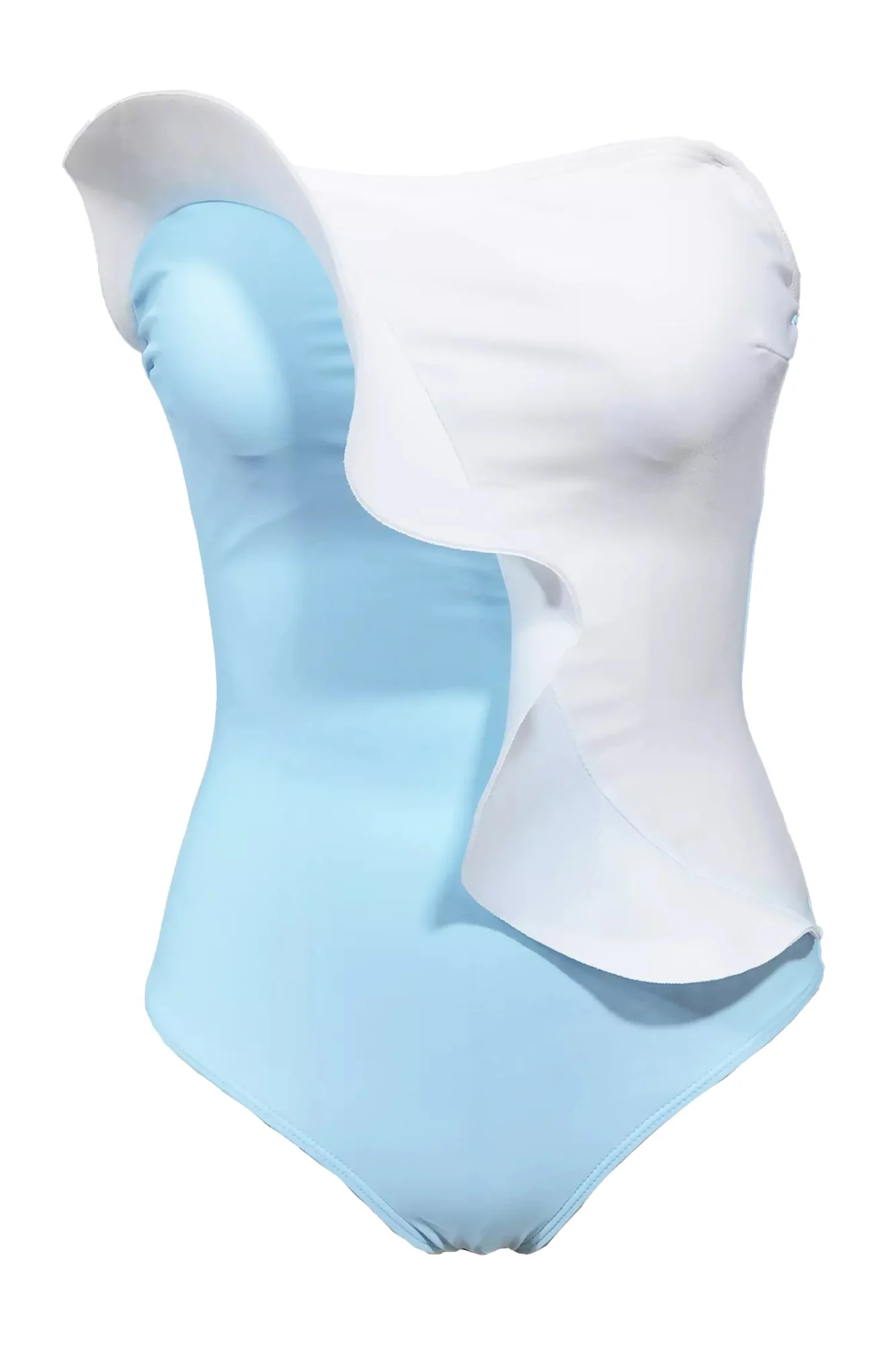 Blue Transparent Straps Swimwear - Elegant One-Piece in Blue