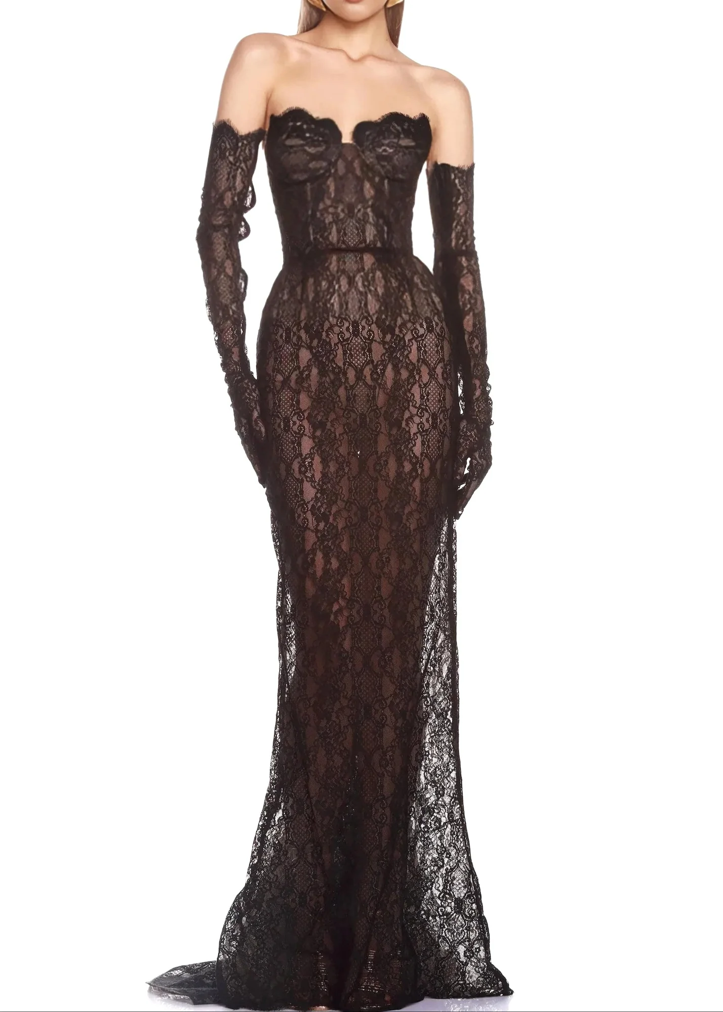 Black Lace Bustier Corset Maxi Dress - Elegant Mermaid Design