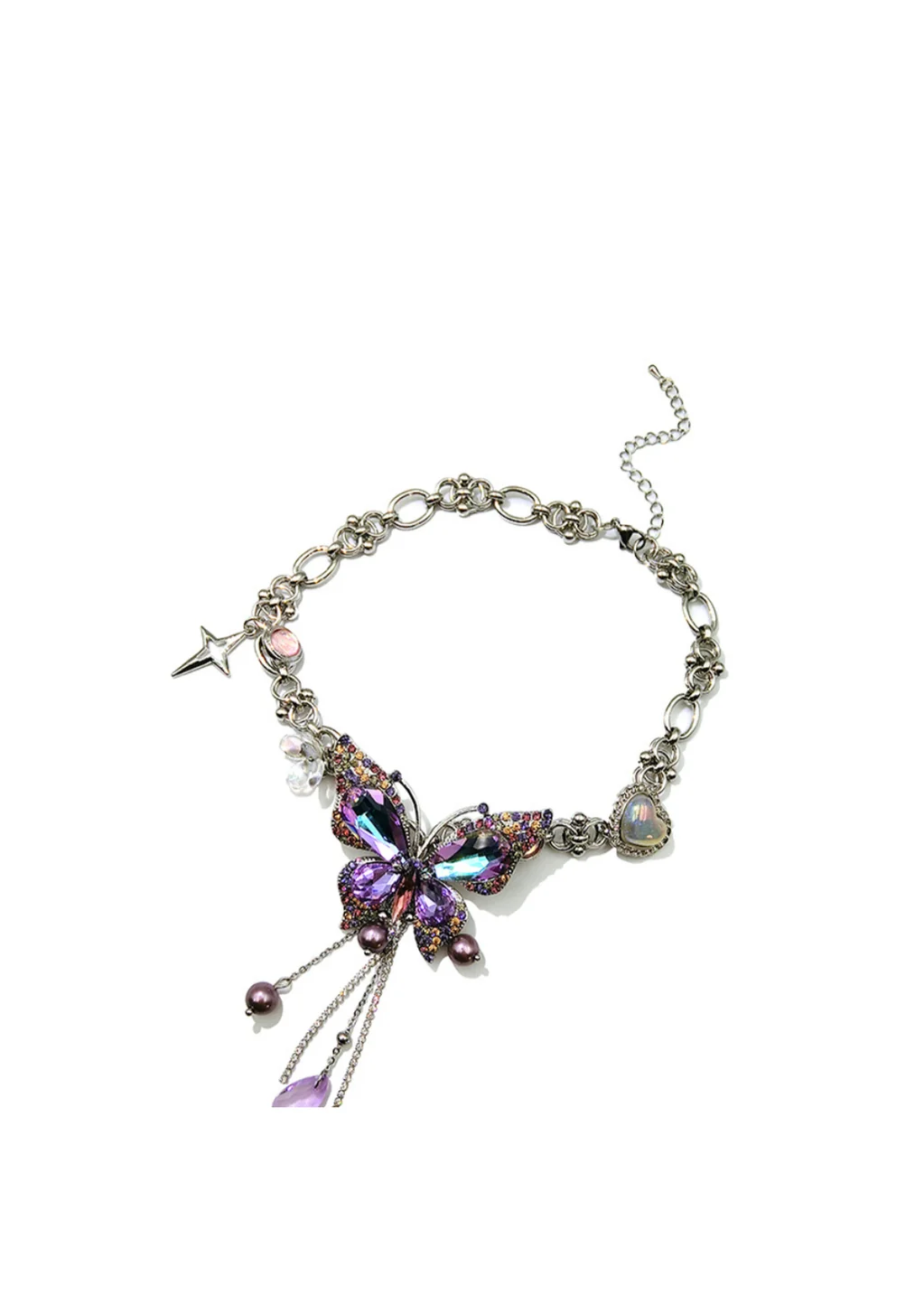 Elegant Teardrop Butterfly Tassel Necklace