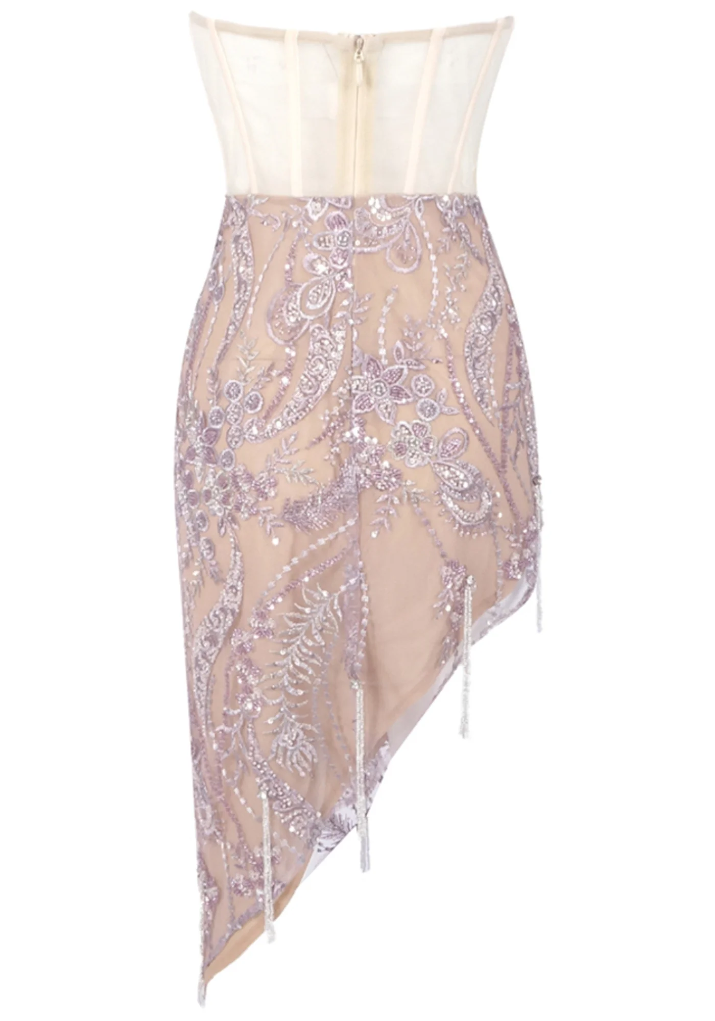 Pink Strapless Floral Sequin Mini Dress - Elegant Evening Wear