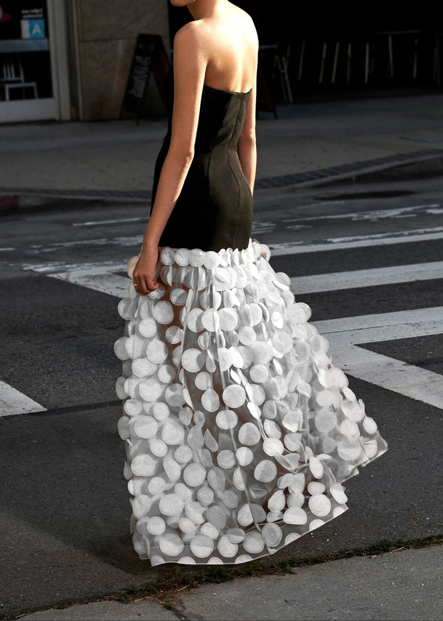 Elegant Strapless Maxi Dress with Mesh Insert