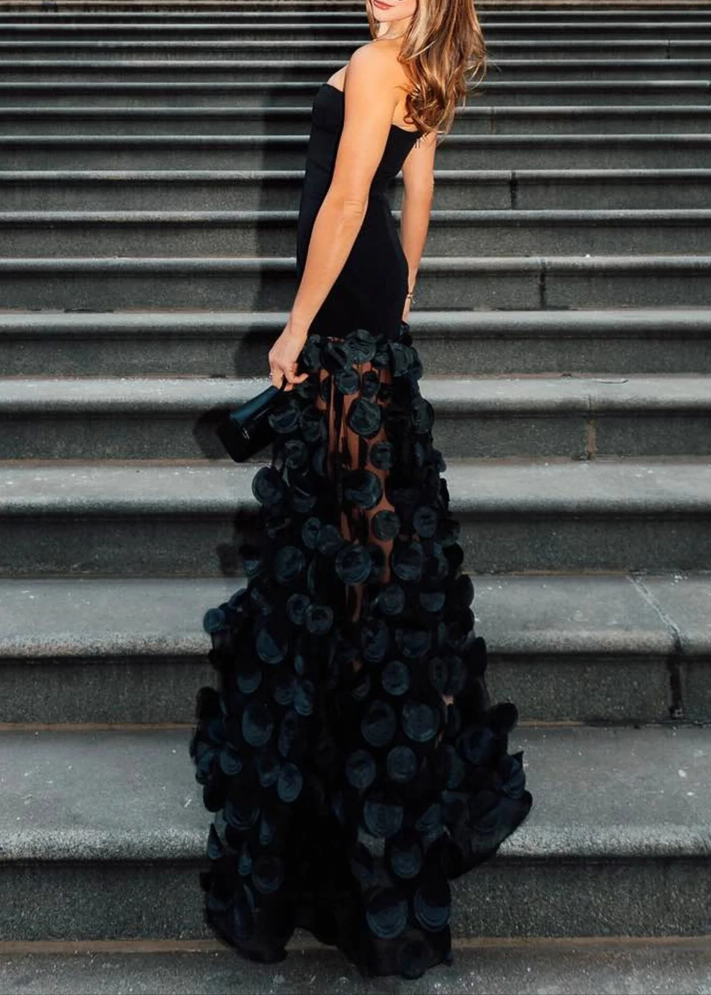 Elegant Strapless Maxi Dress with Mesh Insert