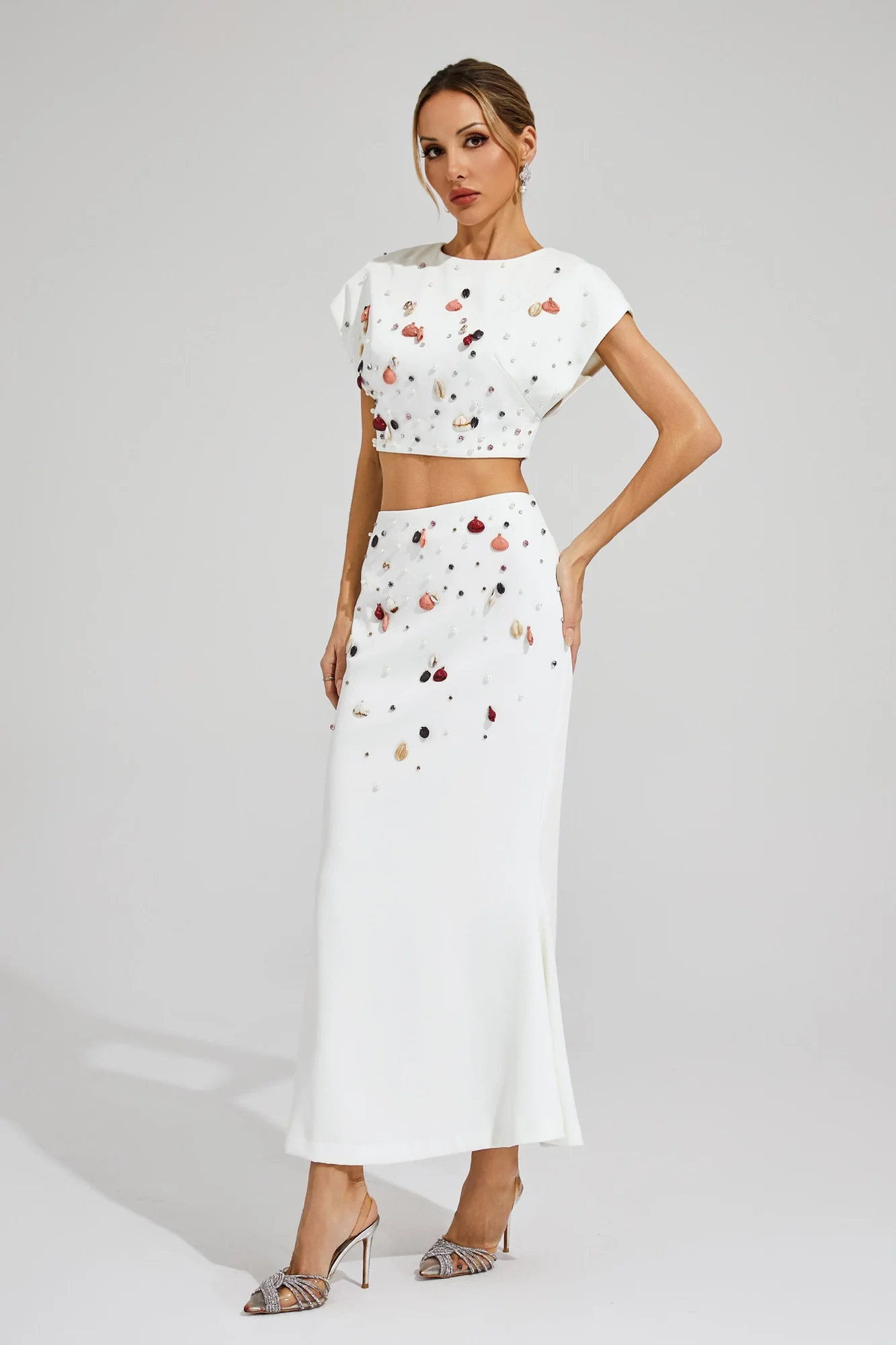 White Diamond Embellished Set for Women - Elegant Ozzie Collection