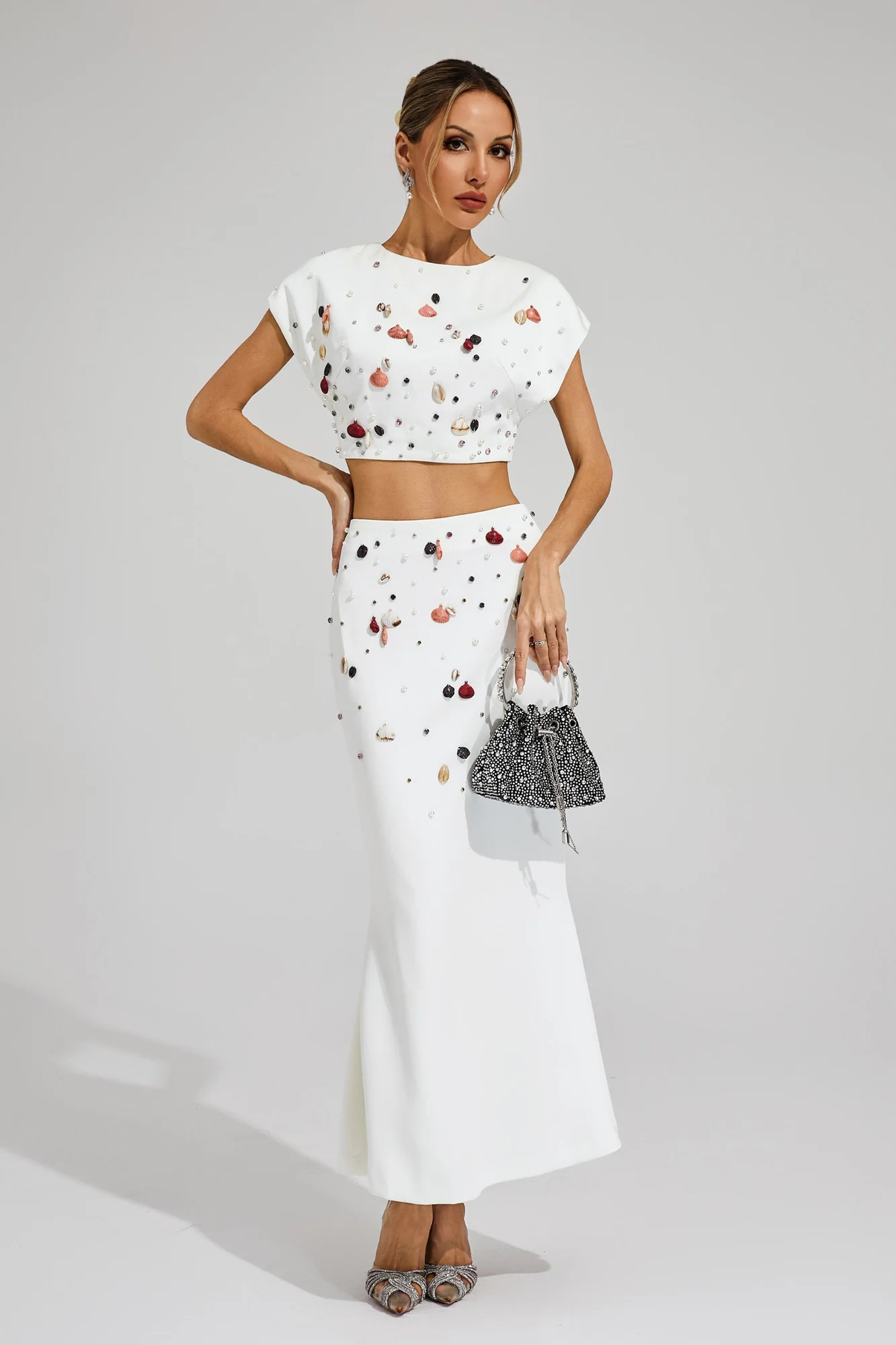 White Diamond Embellished Set for Women - Elegant Ozzie Collection