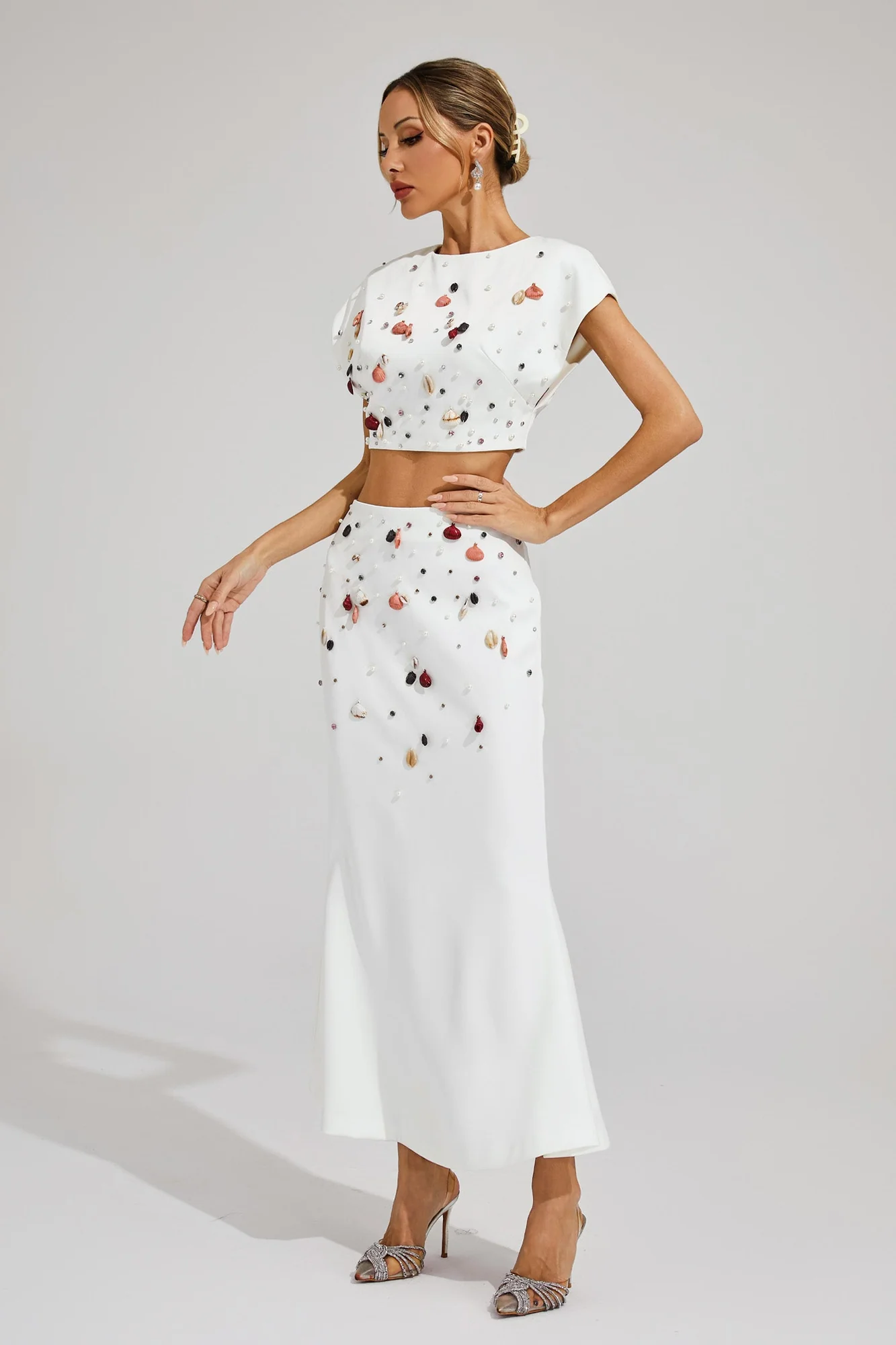 White Diamond Embellished Set for Women - Elegant Ozzie Collection