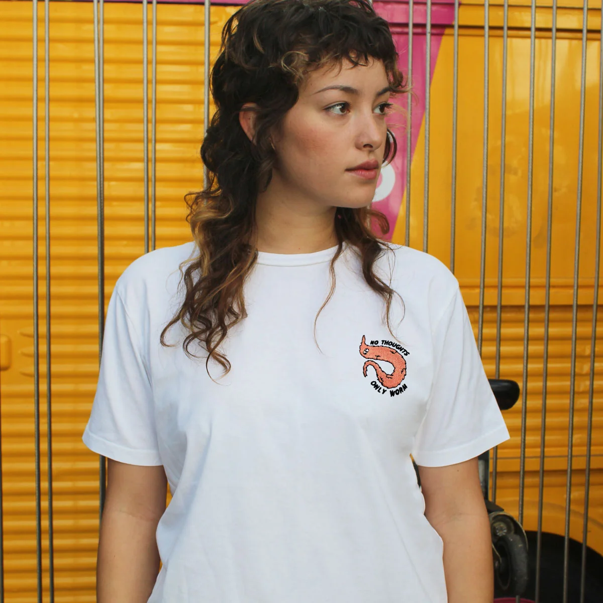 Embroidered Orange Worm Unisex T-Shirt - Eco-Friendly & Organic Cotton