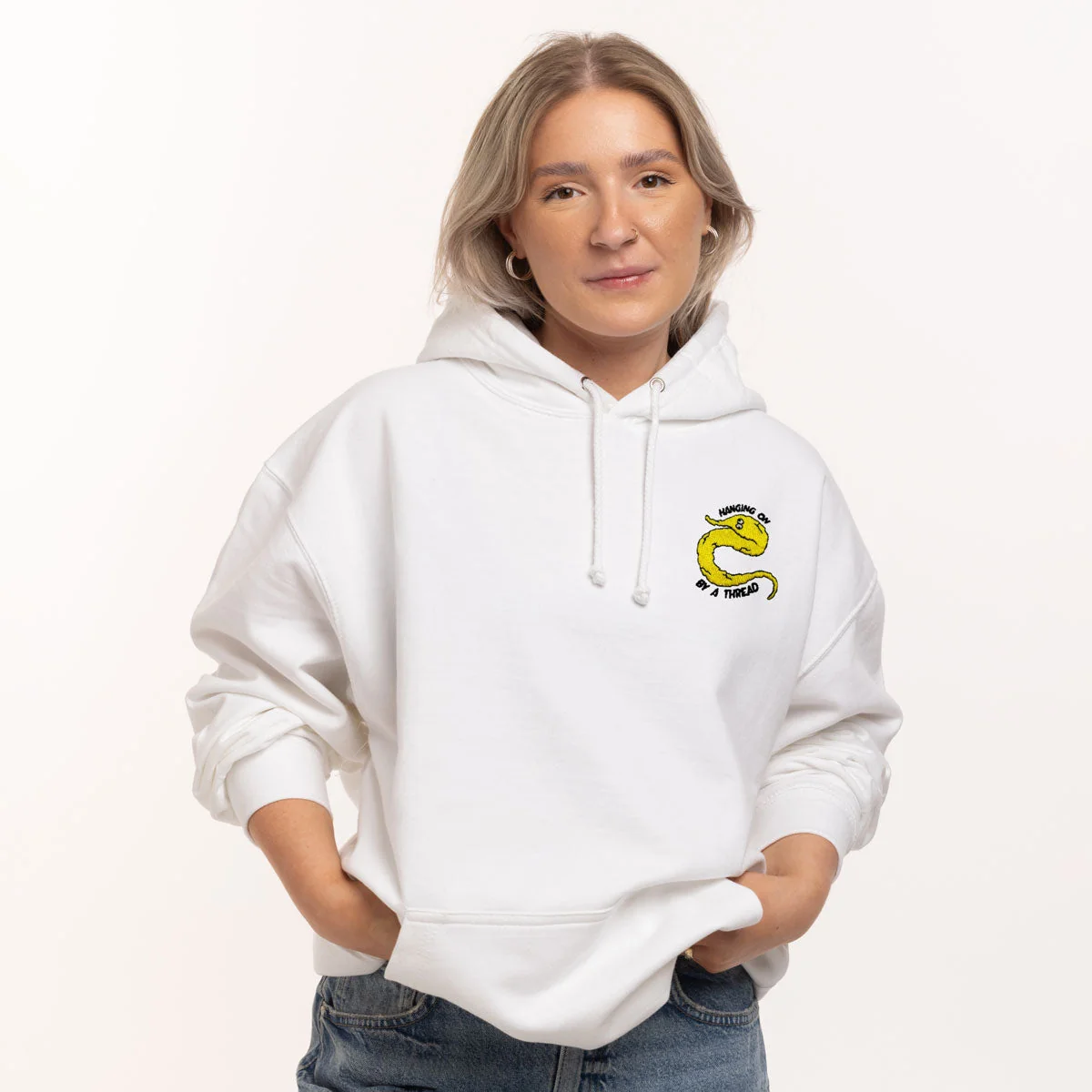 Embroidered Worm Unisex Hoodie | Organic Cotton