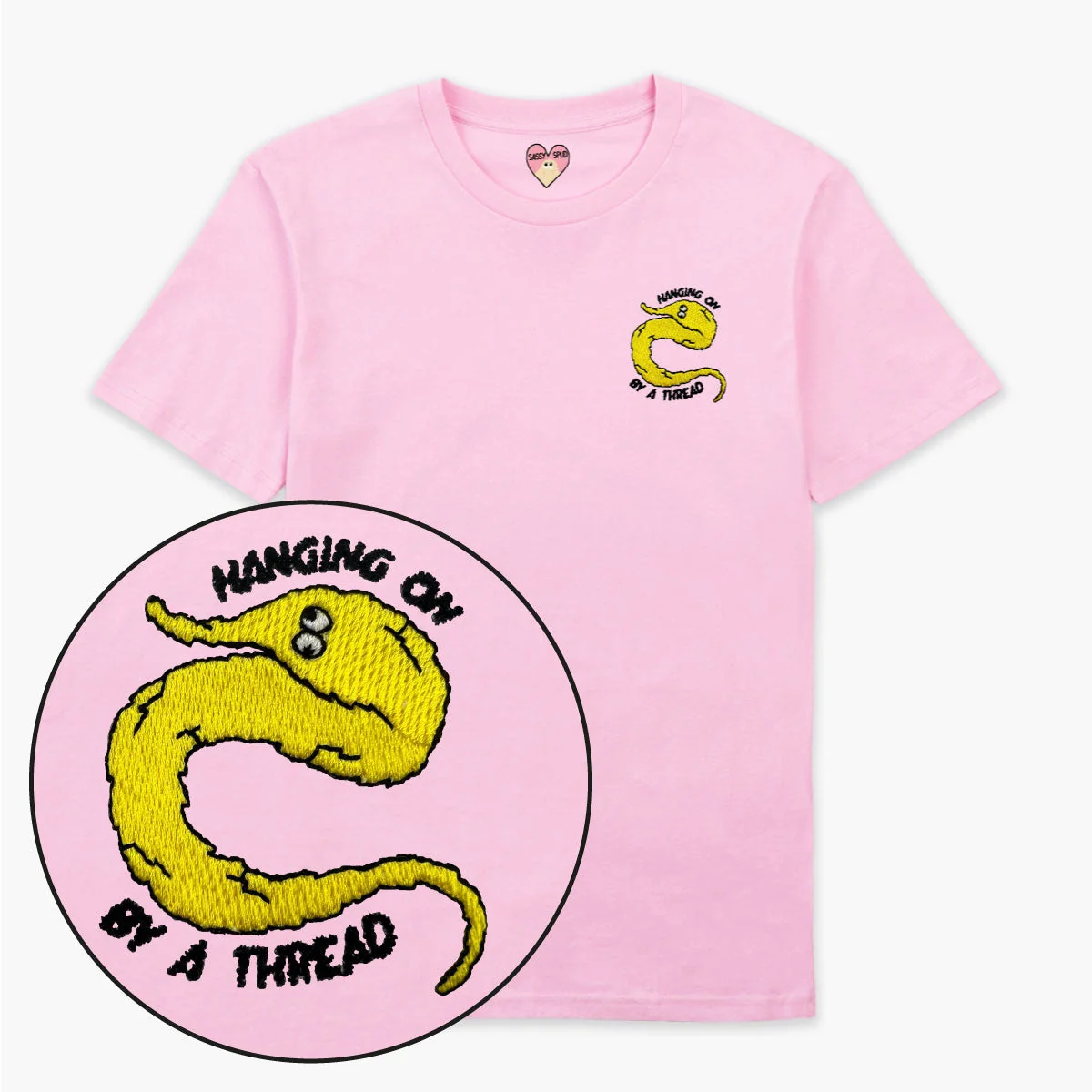 Embroidered Yellow Worm T-Shirt in Organic Cotton (Unisex)