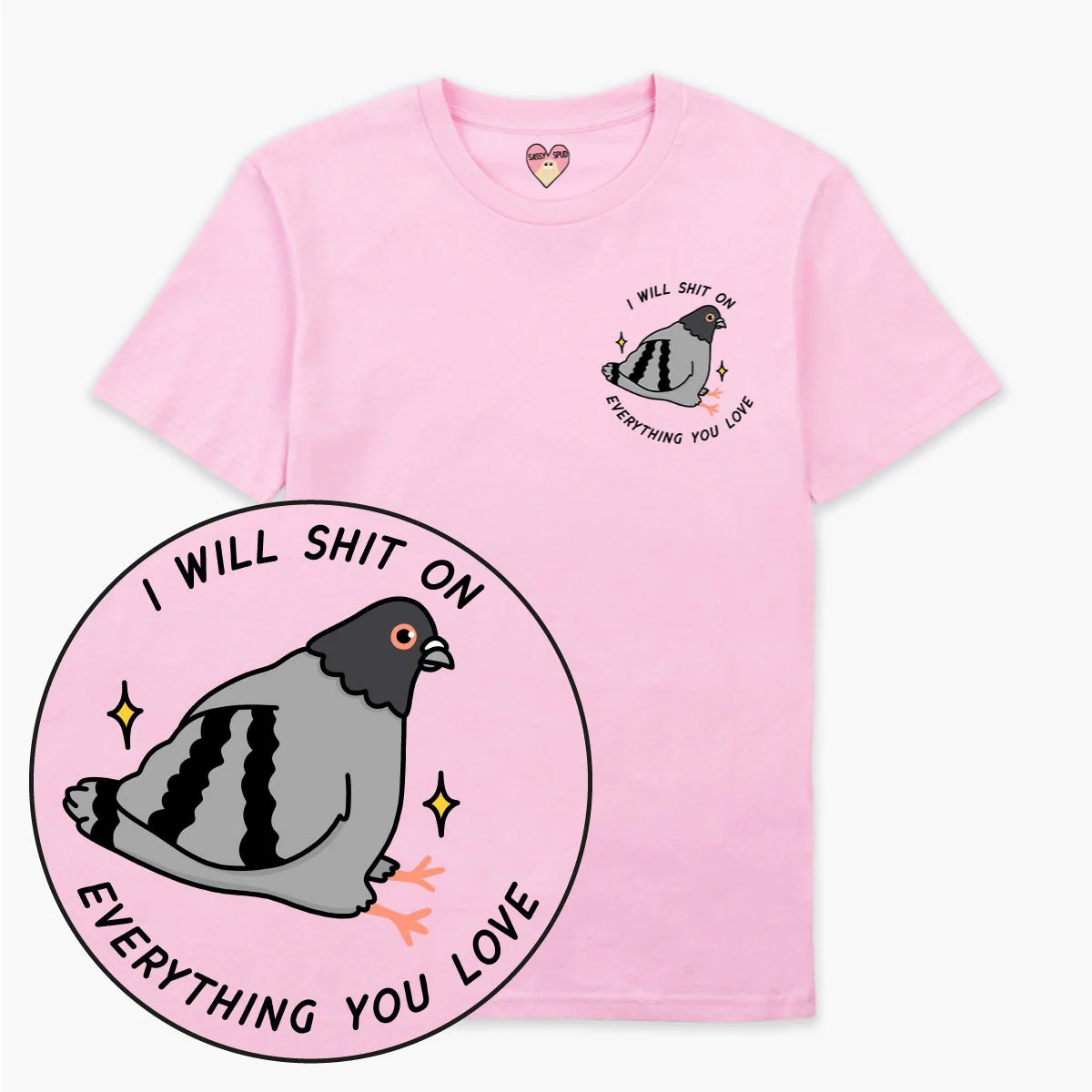 Organic Cotton Pigeon Print Unisex T-Shirt