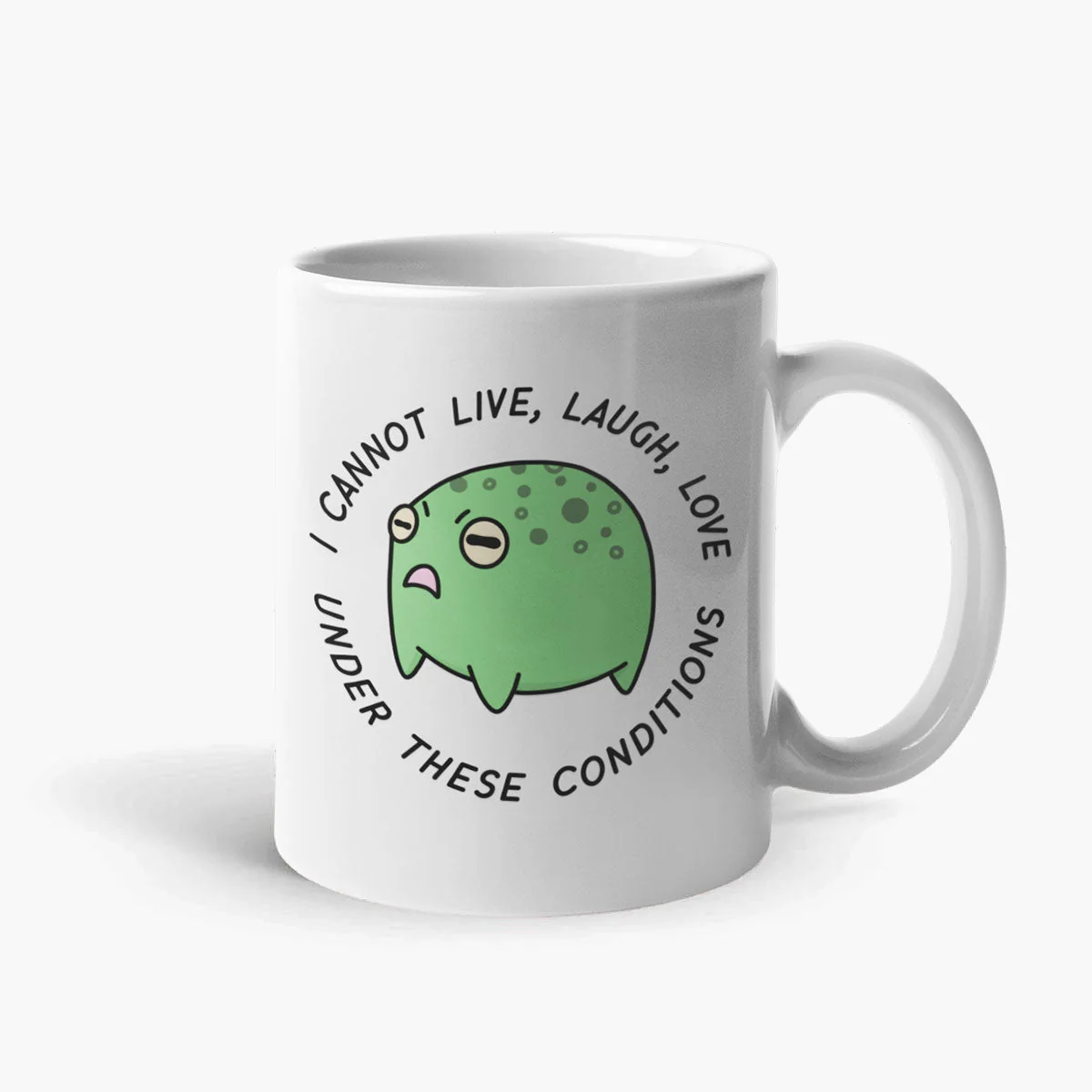 Funny Angry Frog White Ceramic Coffee Mug 11oz