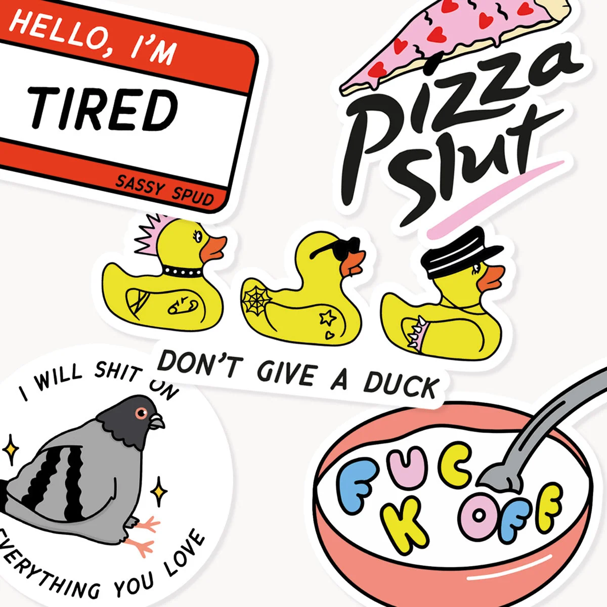 Sassy Aggression Sticker Pack - Set of 5 Cute Vinyl Stickers