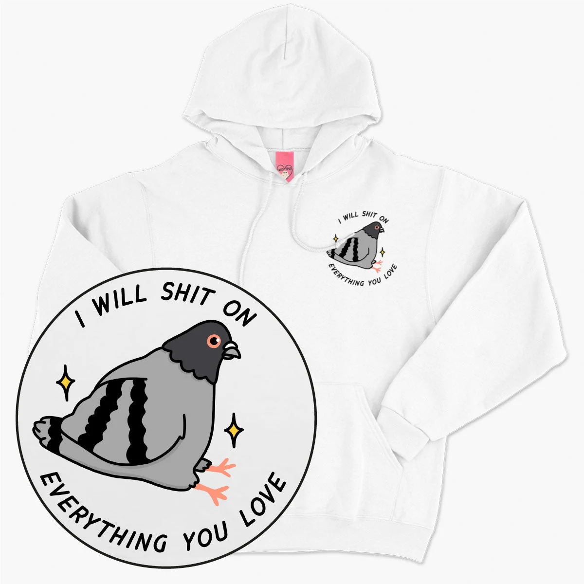 Pigeon Print Unisex Hoodie - Eco-Friendly Cotton Blend