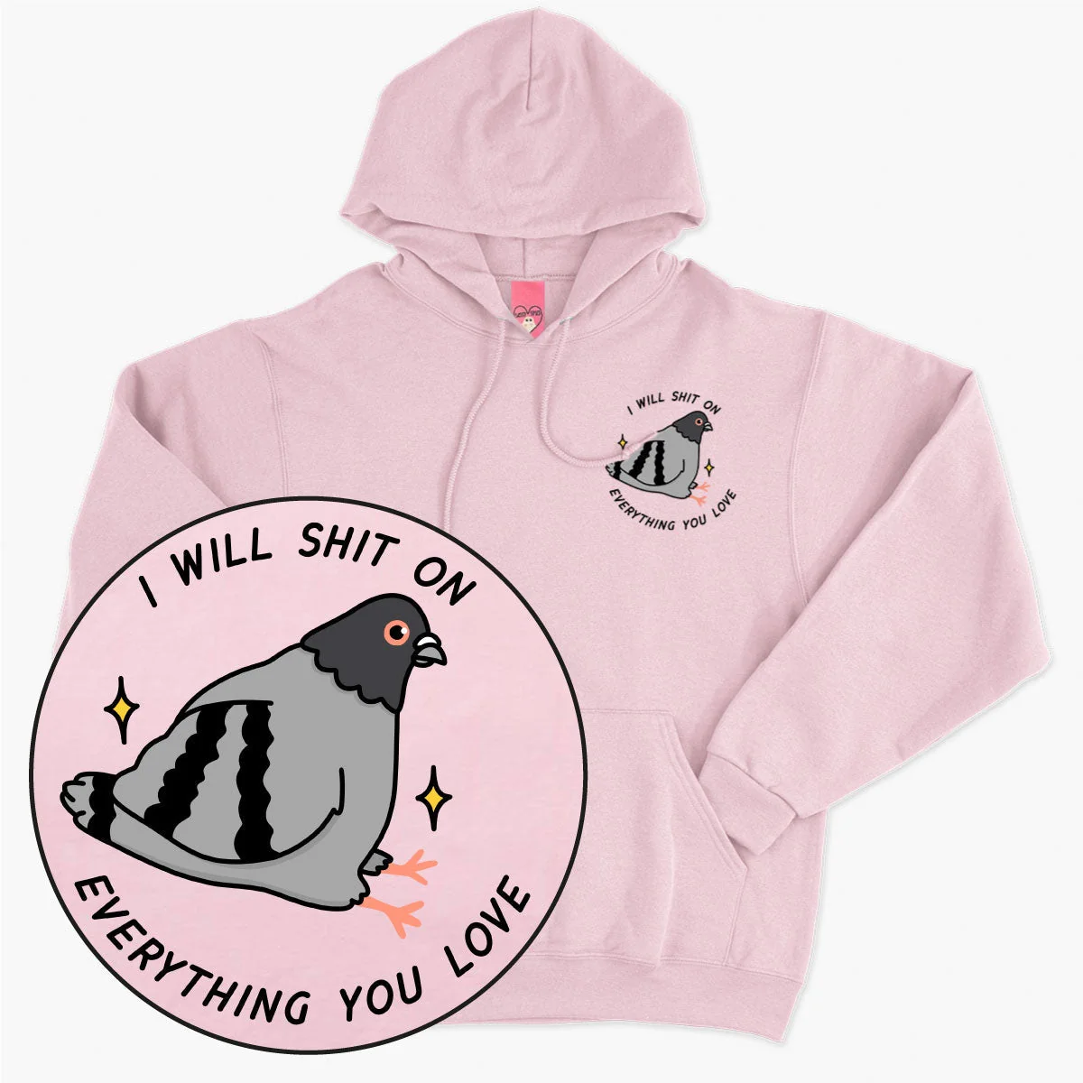 Pigeon Print Unisex Hoodie - Eco-Friendly Cotton Blend