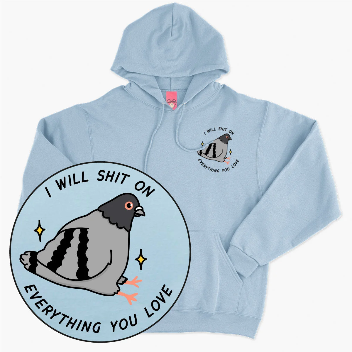 Pigeon Print Unisex Hoodie - Eco-Friendly Cotton Blend