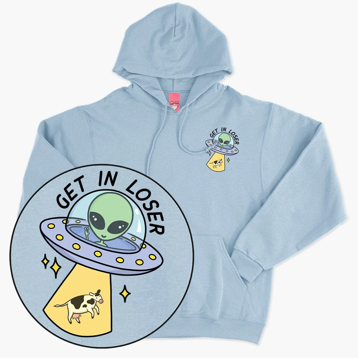 Cosy Sky Blue Printed Hoodie Unisex Fit