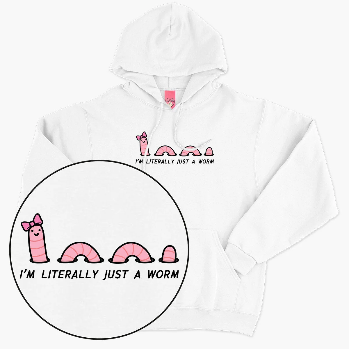 Cozy Worm Printed Unisex Hoodie - Soft Cotton, Ethically Made