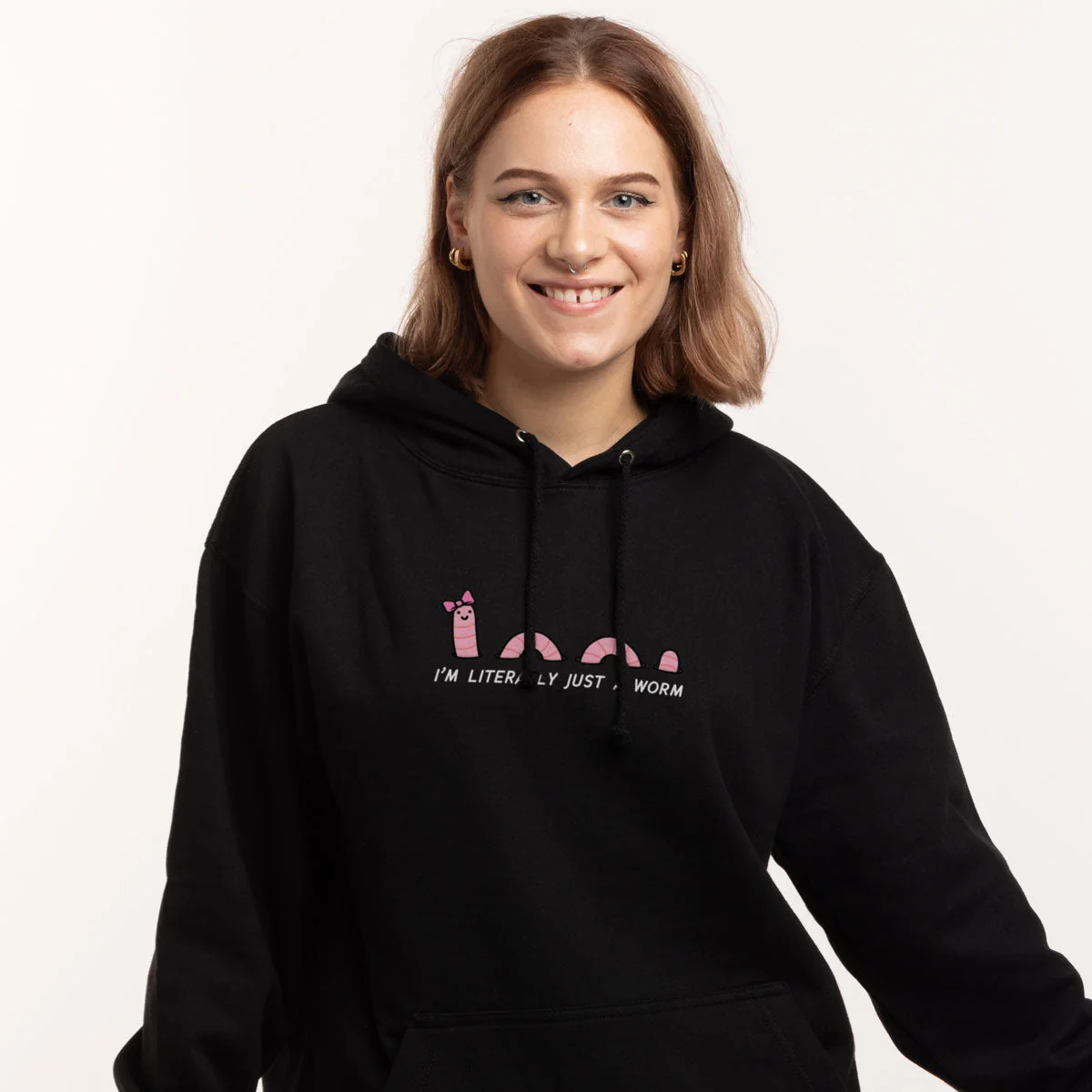 Cozy Worm Printed Unisex Hoodie - Soft Cotton, Ethically Made