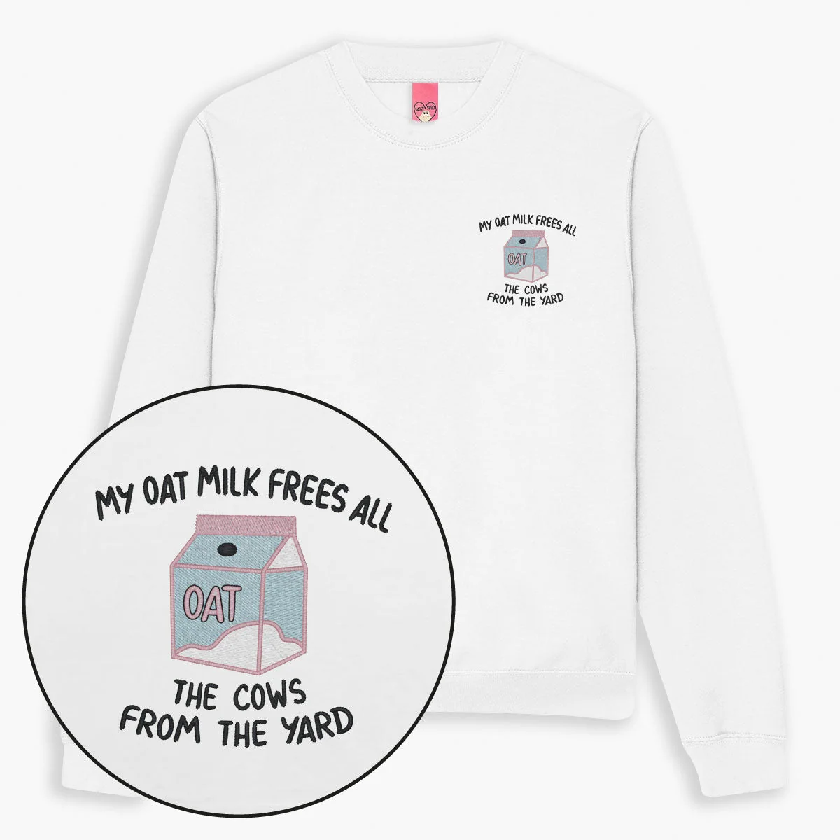 Embroidered Sweatshirt with Ethical Oat Milk Theme - Unisex Fit