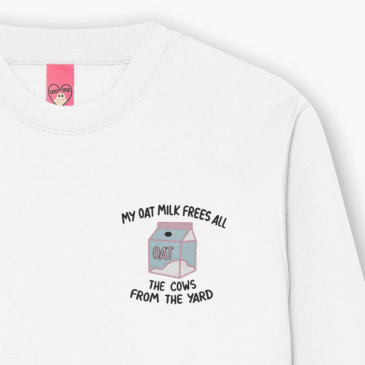 Embroidered Sweatshirt with Ethical Oat Milk Theme - Unisex Fit