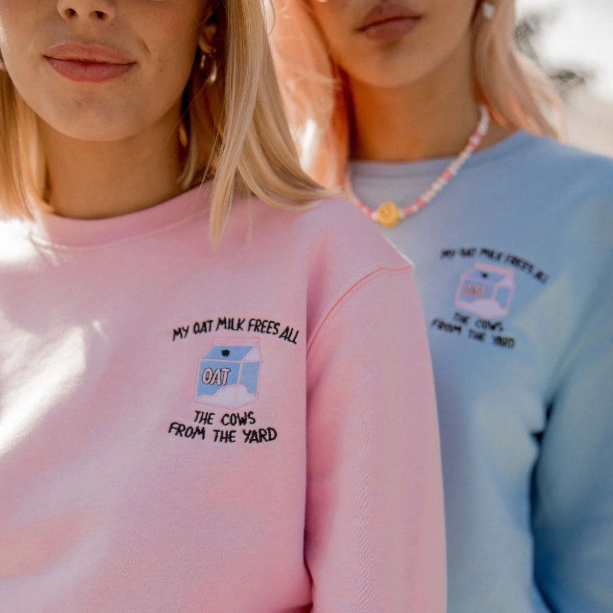 Embroidered Sweatshirt with Ethical Oat Milk Theme - Unisex Fit