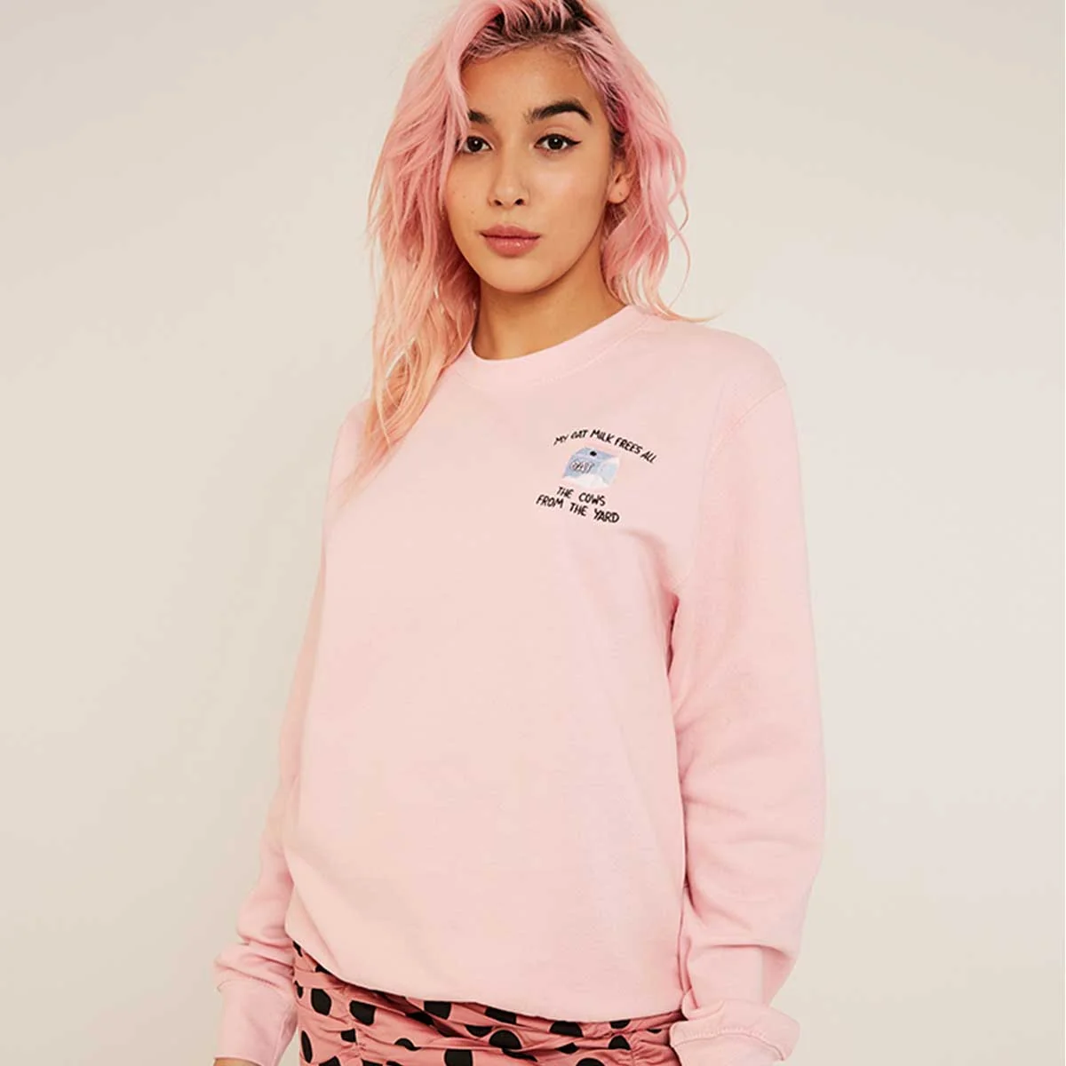 Embroidered Sweatshirt with Ethical Oat Milk Theme - Unisex Fit