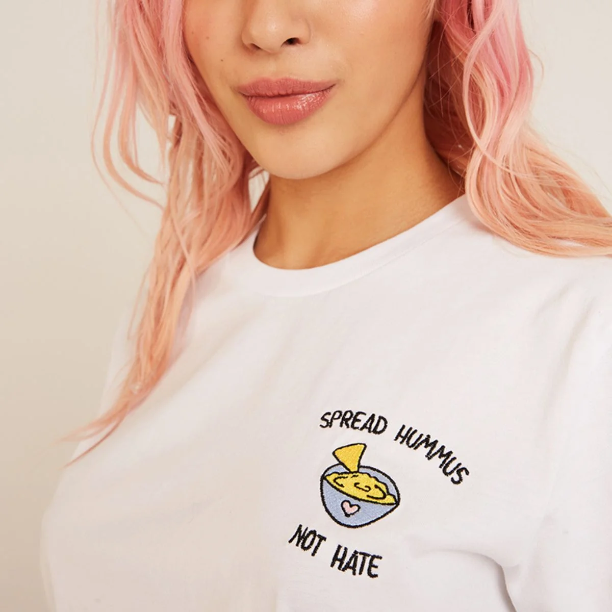 Embroidered Hummus Advocacy T-Shirt | Organic Unisex Fit