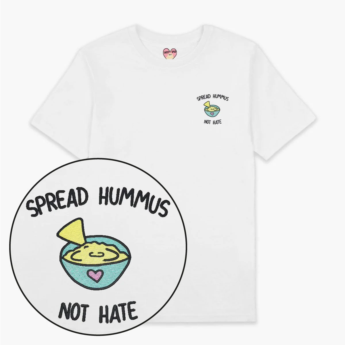 Embroidered Hummus Advocacy T-Shirt | Organic Unisex Fit