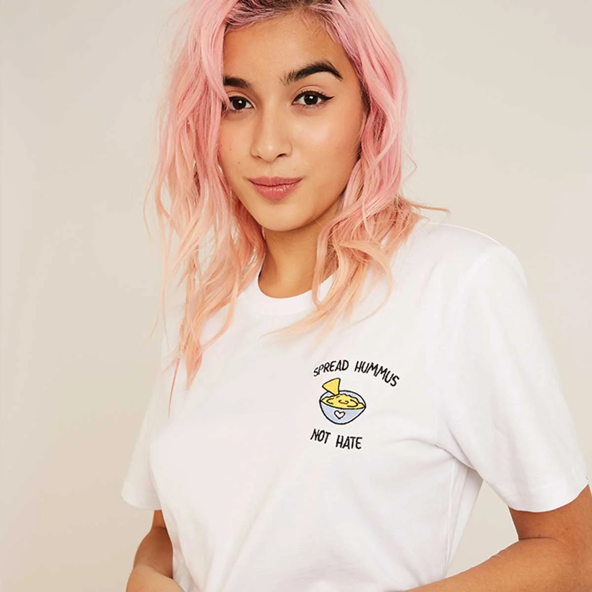 Embroidered Hummus Advocacy T-Shirt | Organic Unisex Fit