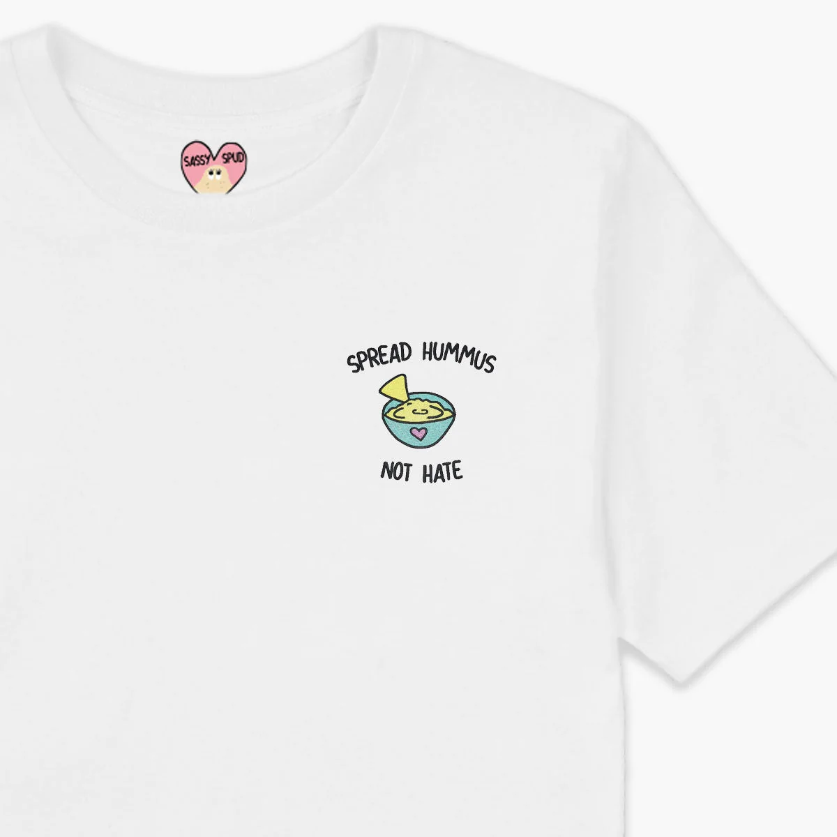 Embroidered Hummus Advocacy T-Shirt | Organic Unisex Fit