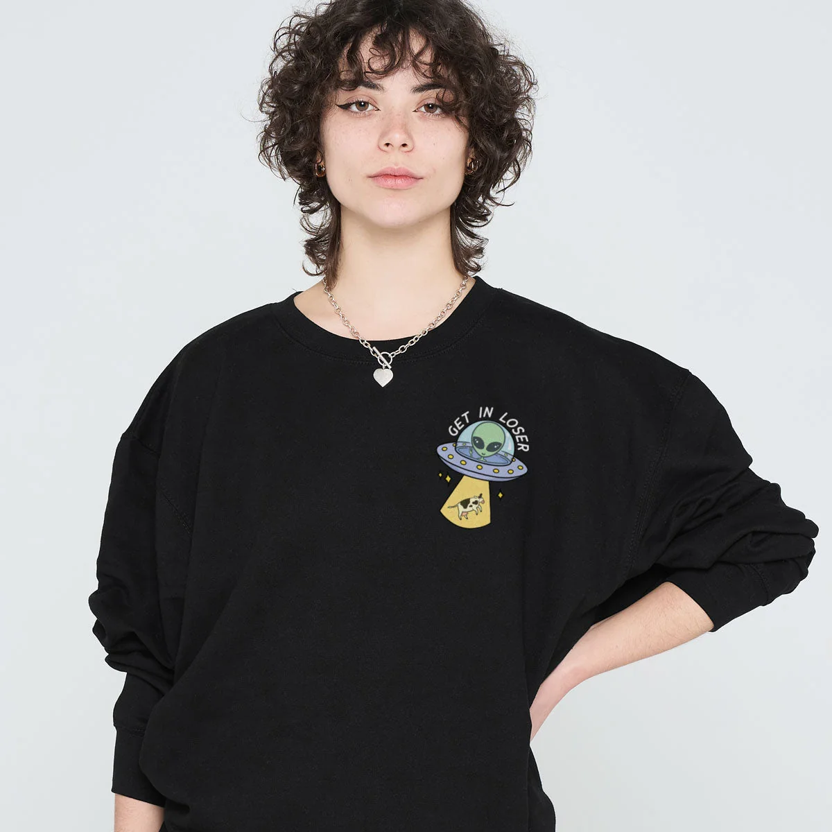 Cosy Alien Print Sweatshirt in Various Colors (Unisex)