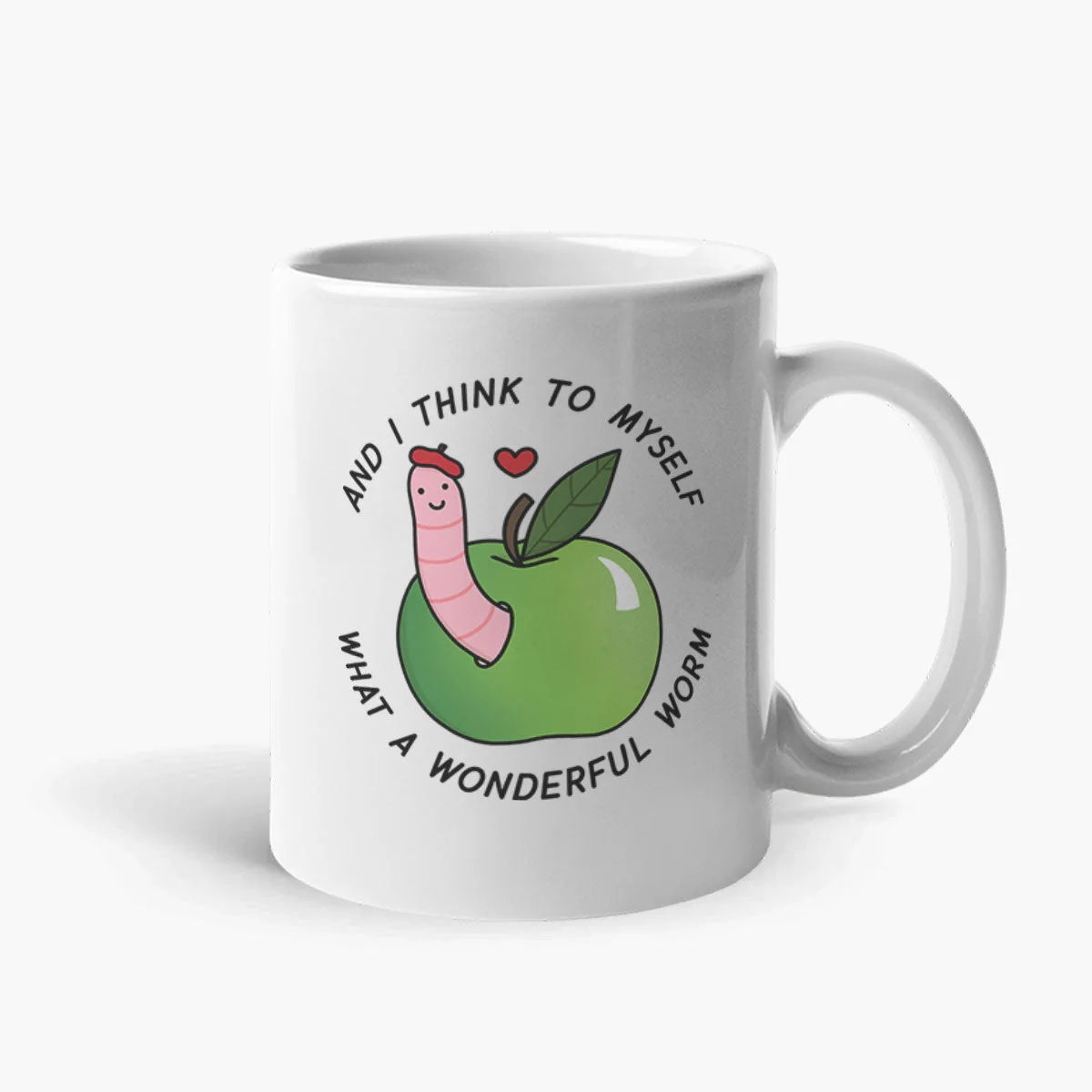Sassy Worm Design White Ceramic Coffee Mug - Unique Gift Idea
