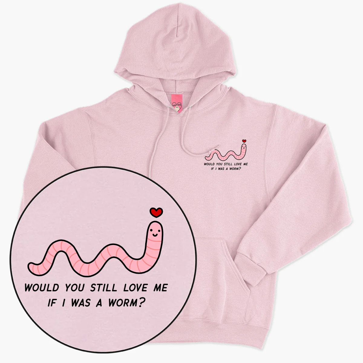 Cute Worm Printed Hoodie for Unisex